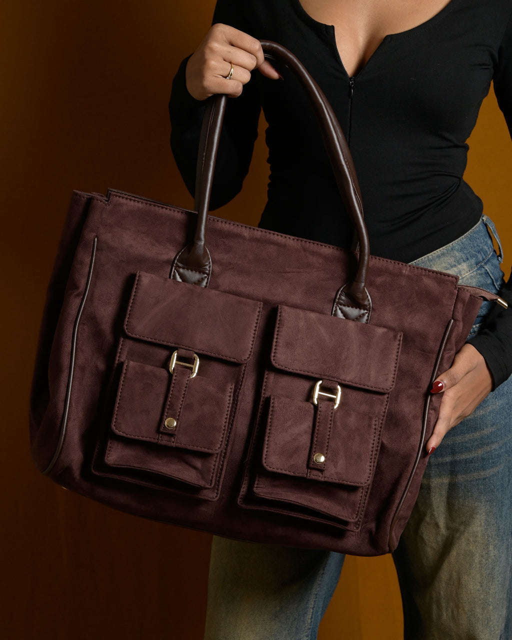 Brunello Suede Bag - Brown