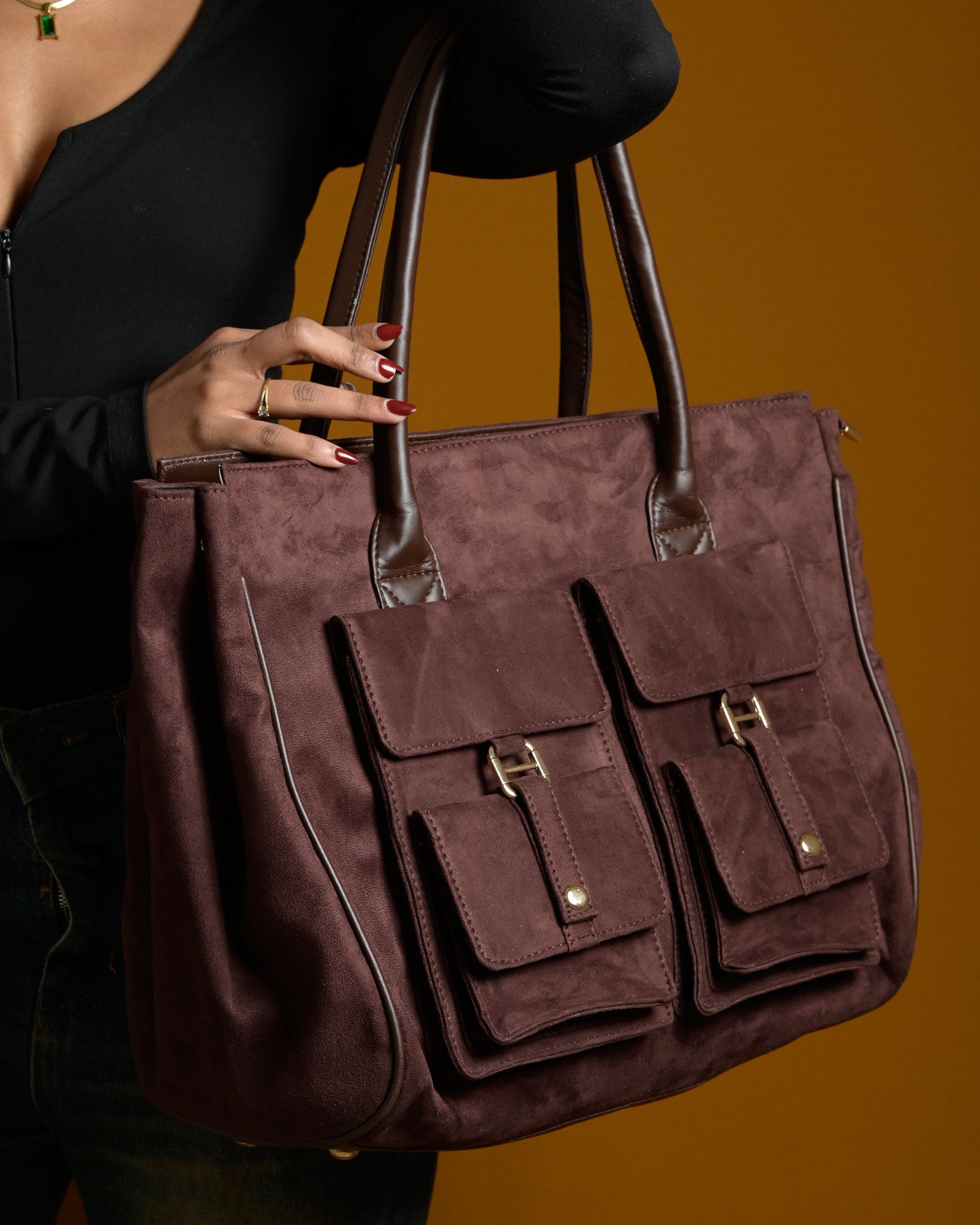 Brunello Suede Bag - Brown