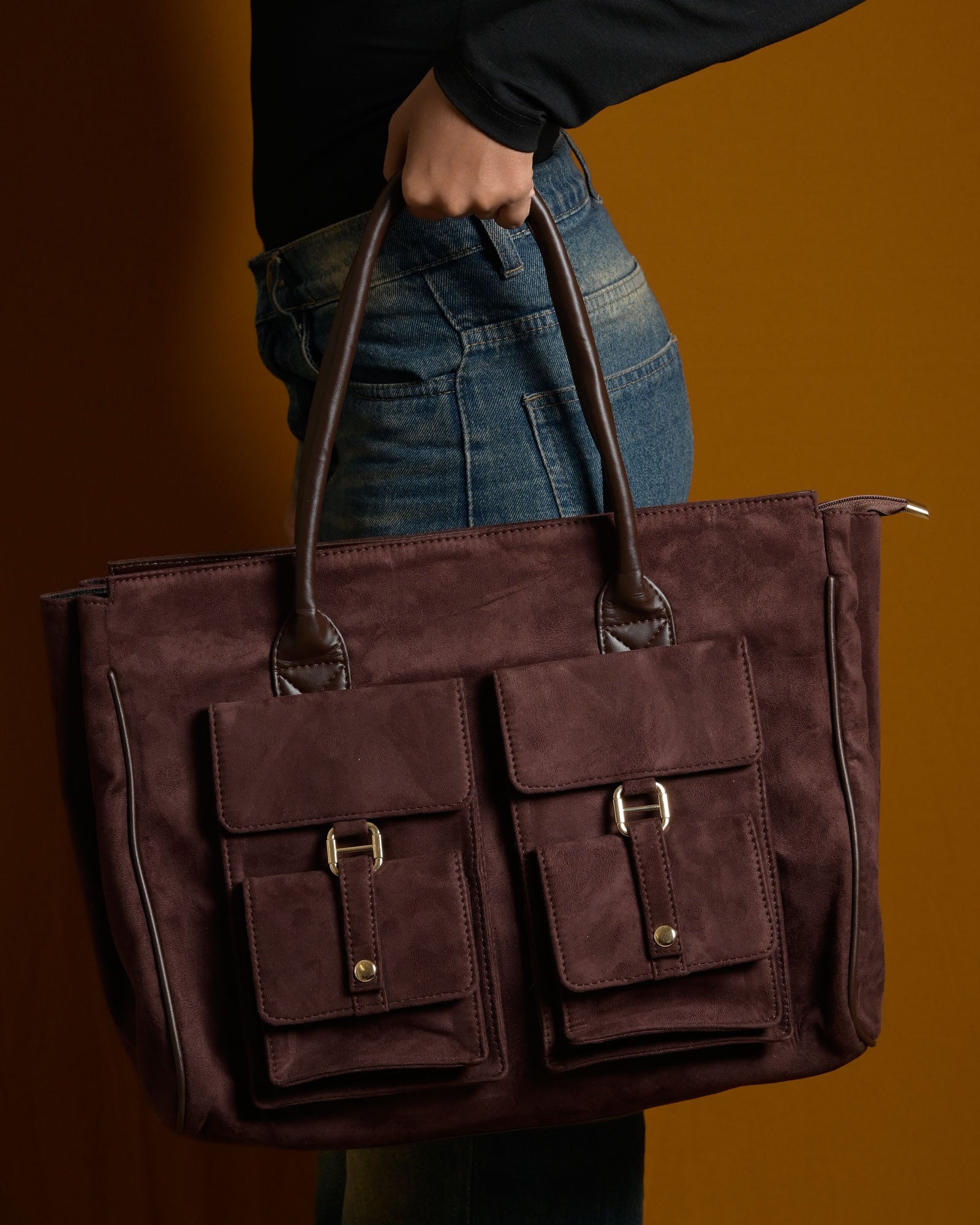 Brunello Suede Bag - Brown