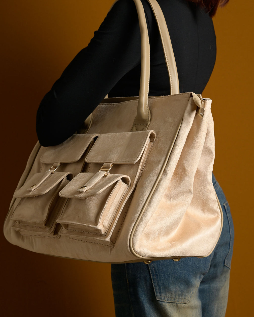 Brunello Suede Bag - Ivory