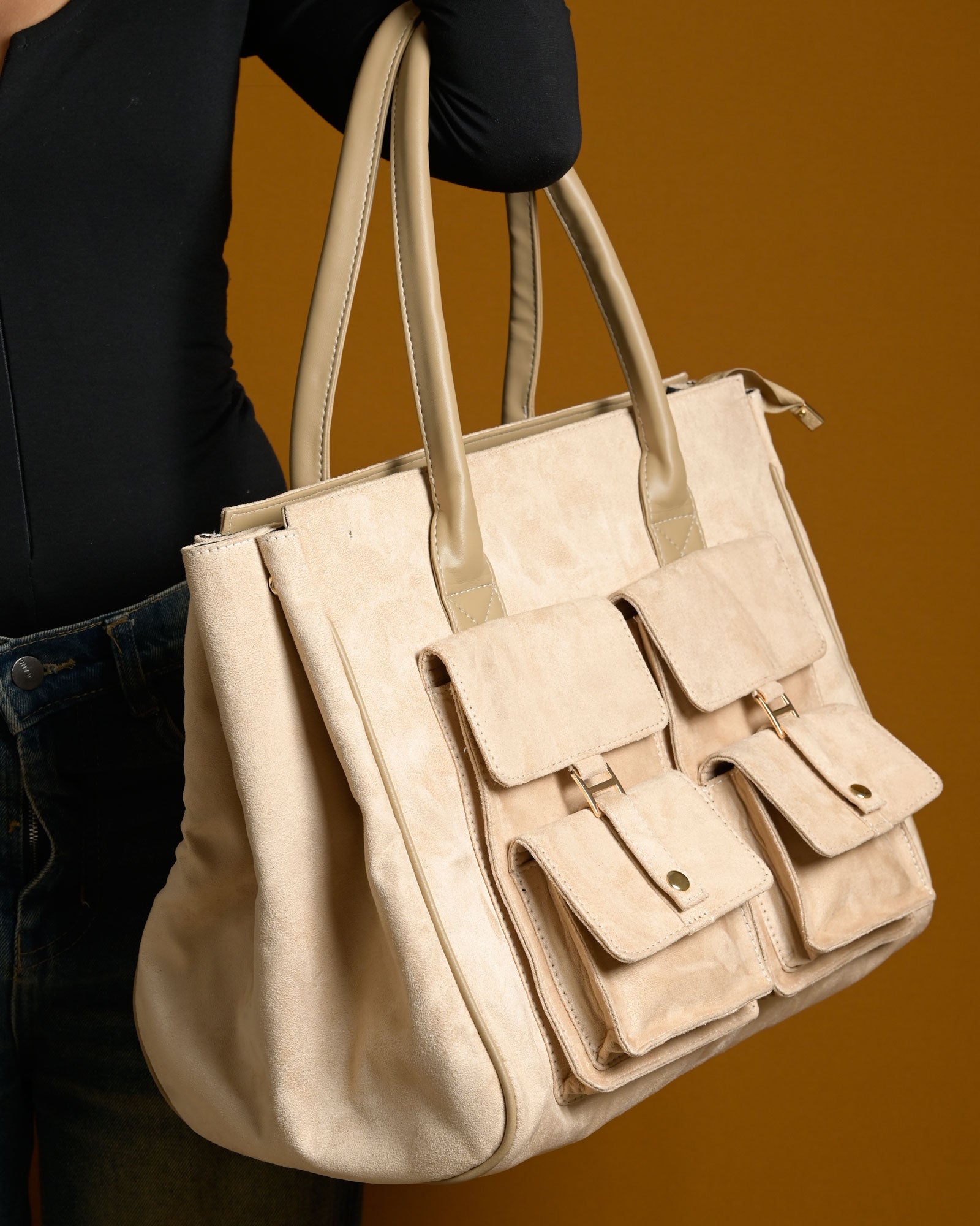 Brunello Suede Bag - Ivory