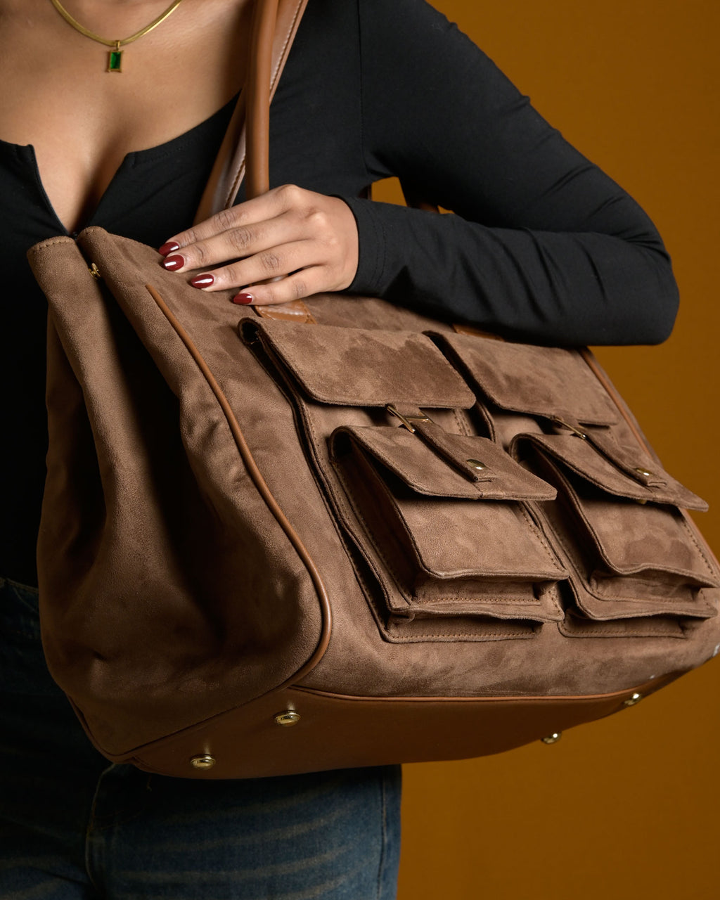 Brunello Suede Bag - Light Brown
