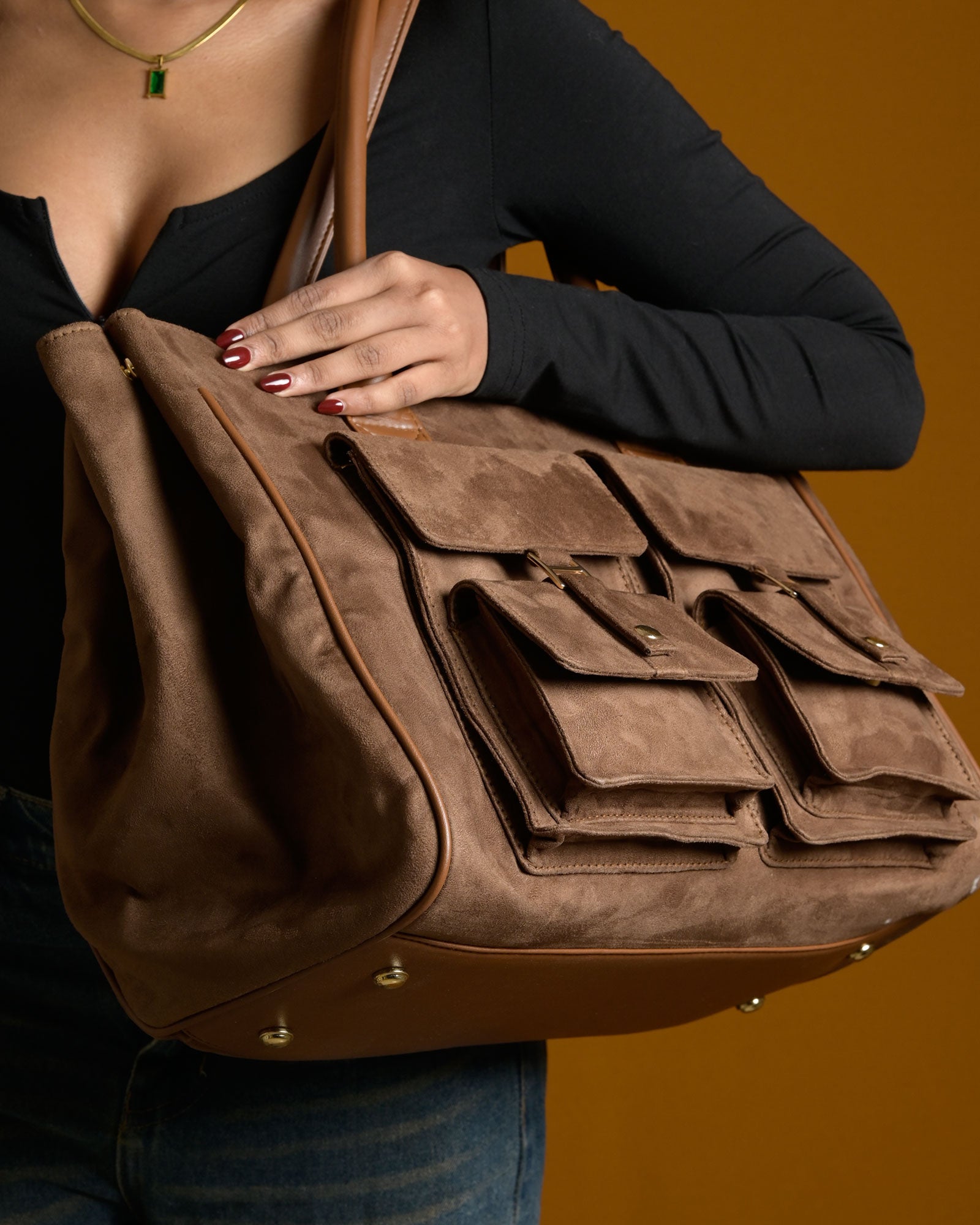 Brunello Suede Bag - Light Brown