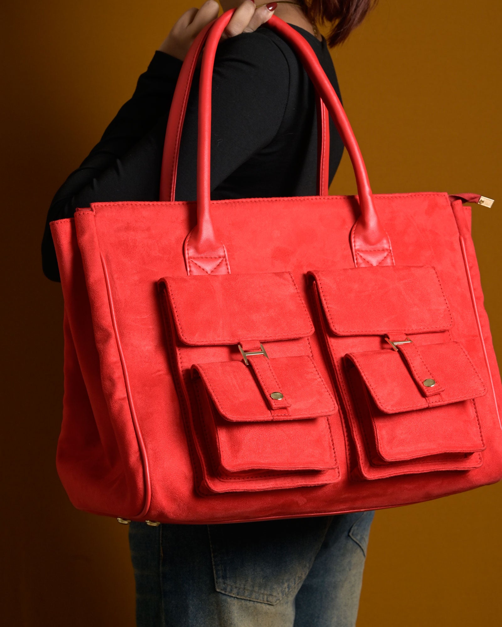 Brunello Suede Bag - Red