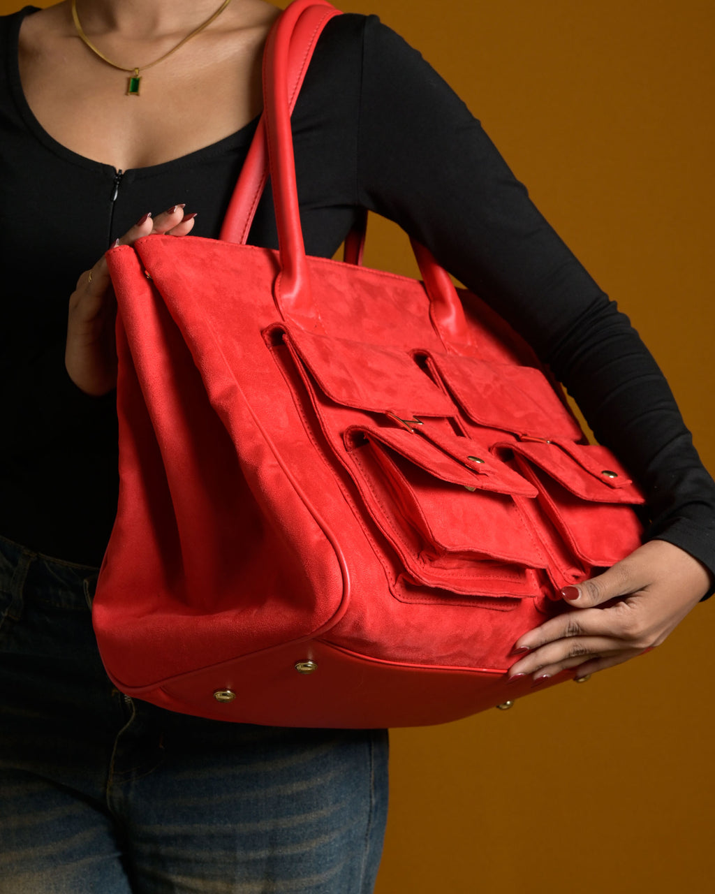 Brunello Suede Bag - Red