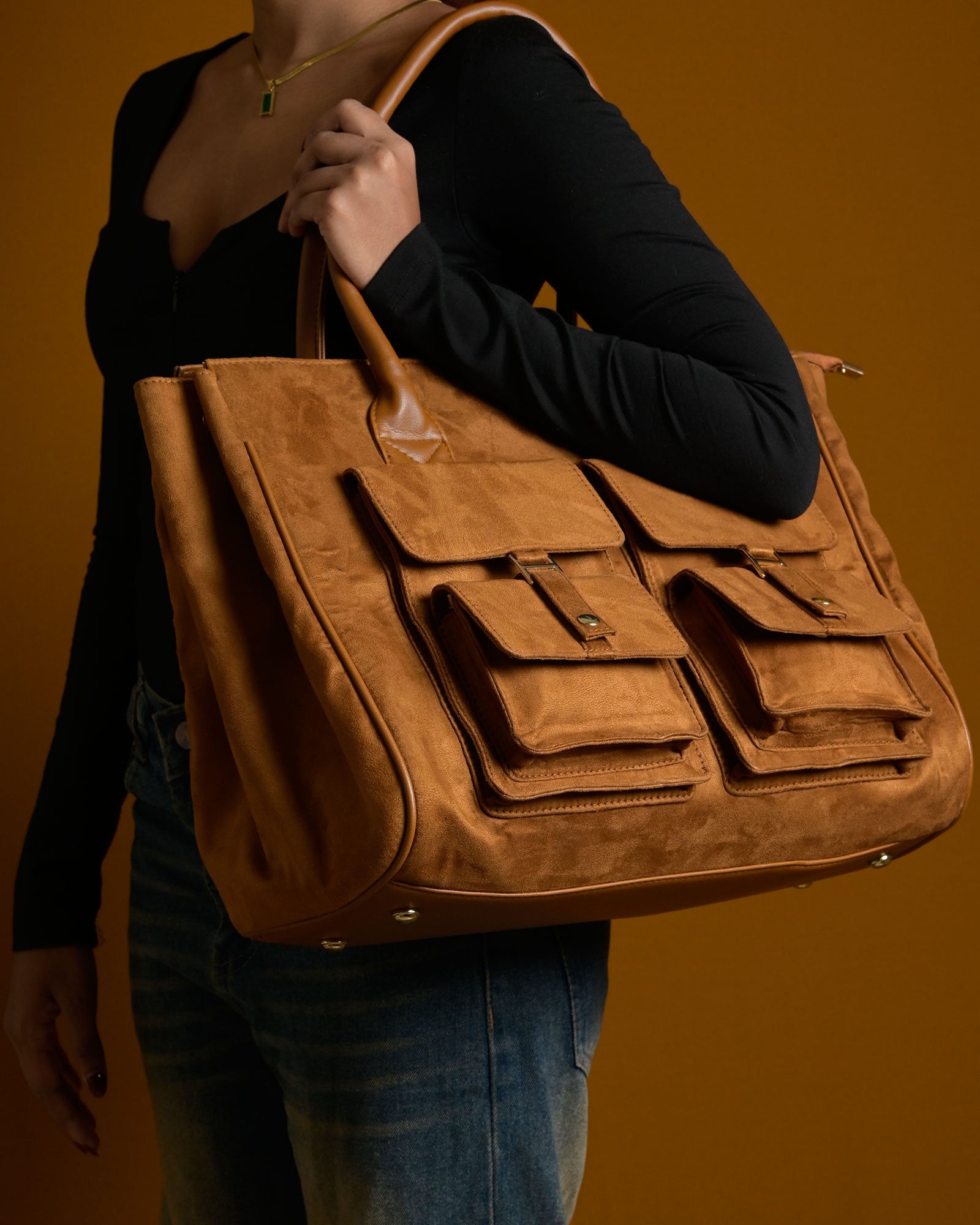 Brunello Suede Bag - Tan