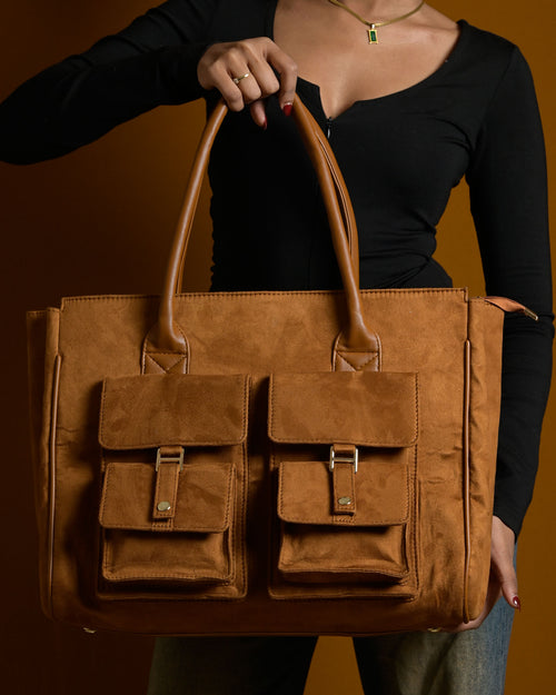 Brunello Suede Bag - Tan