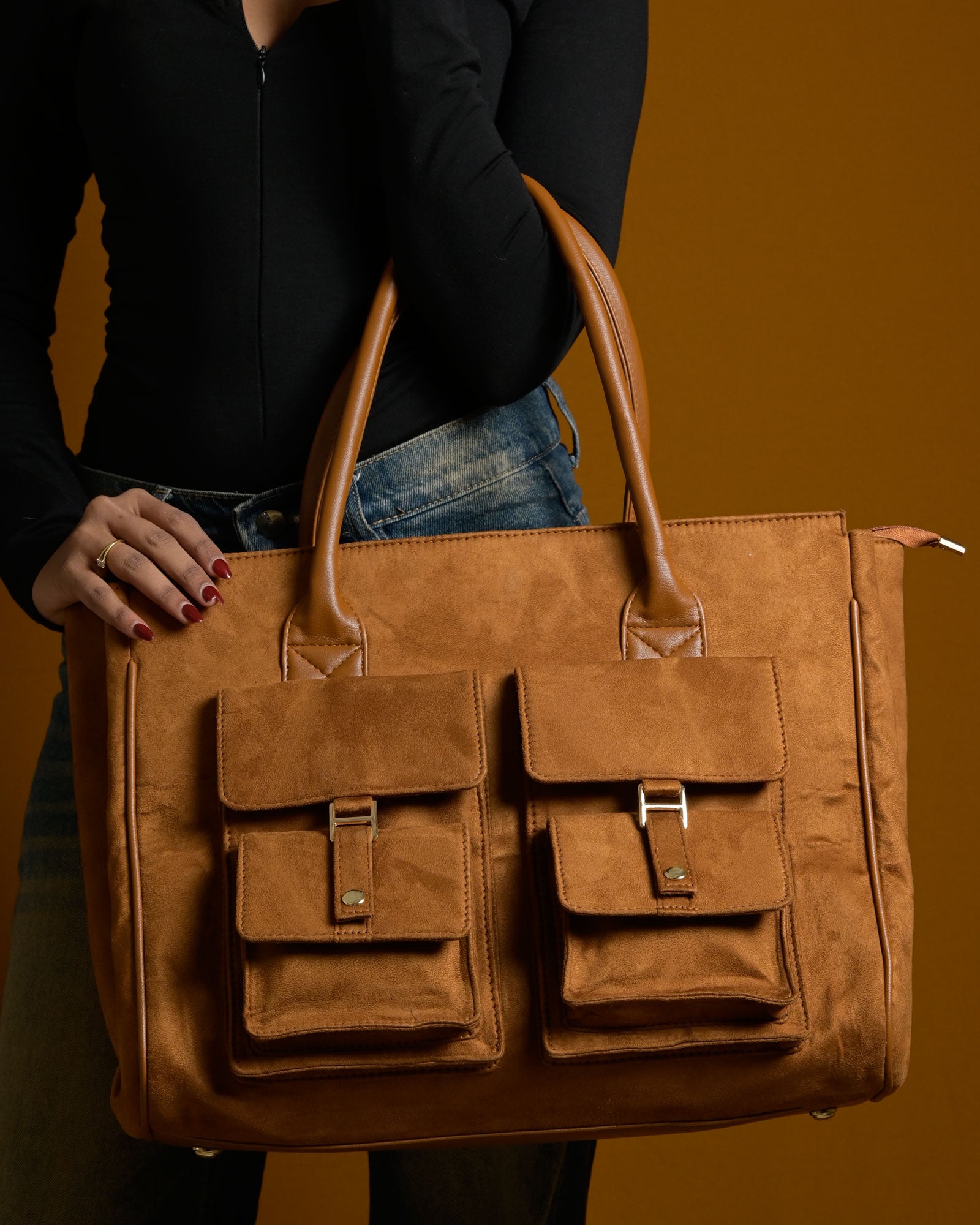 Brunello Suede Bag - Tan