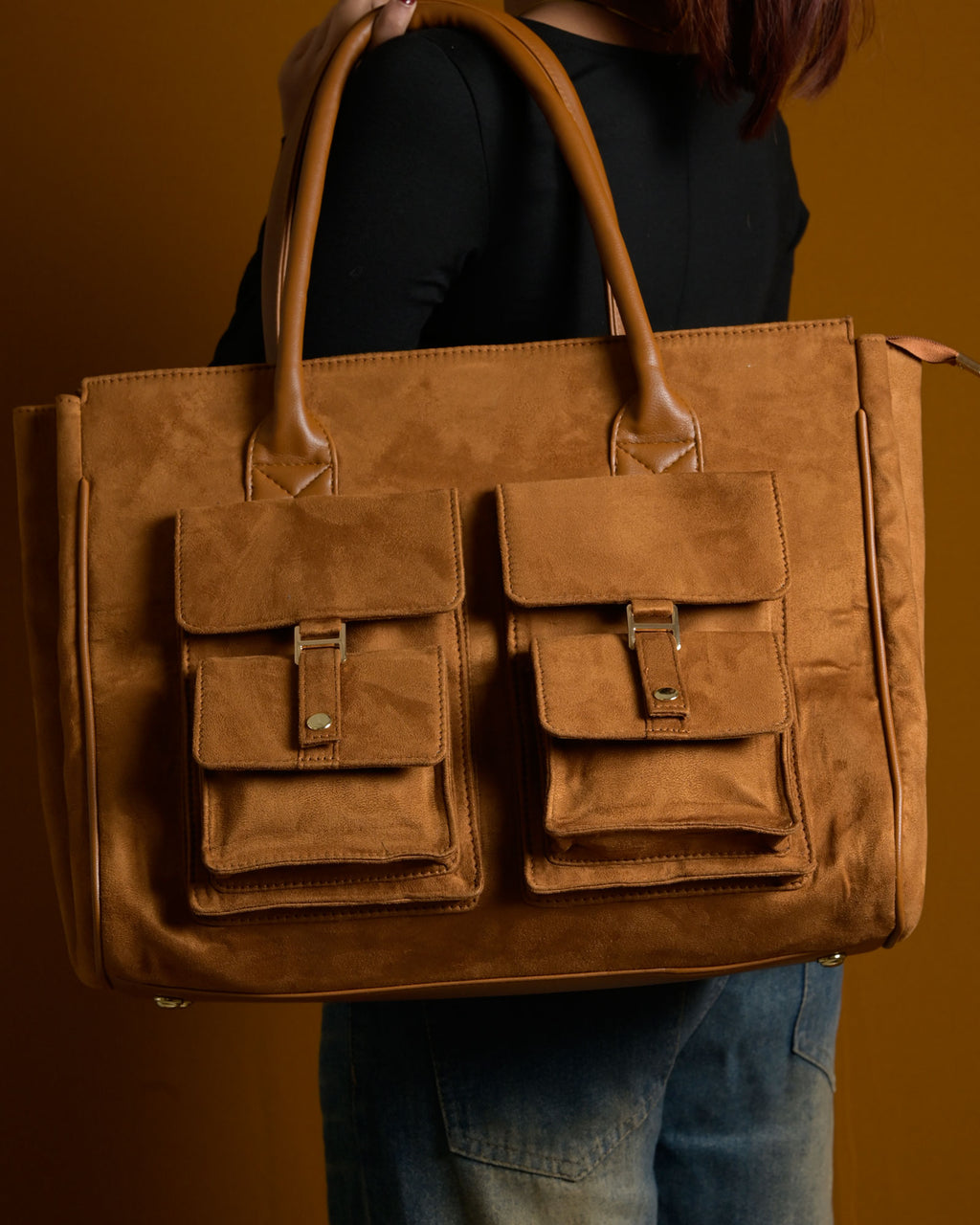 Brunello Suede Bag - Tan