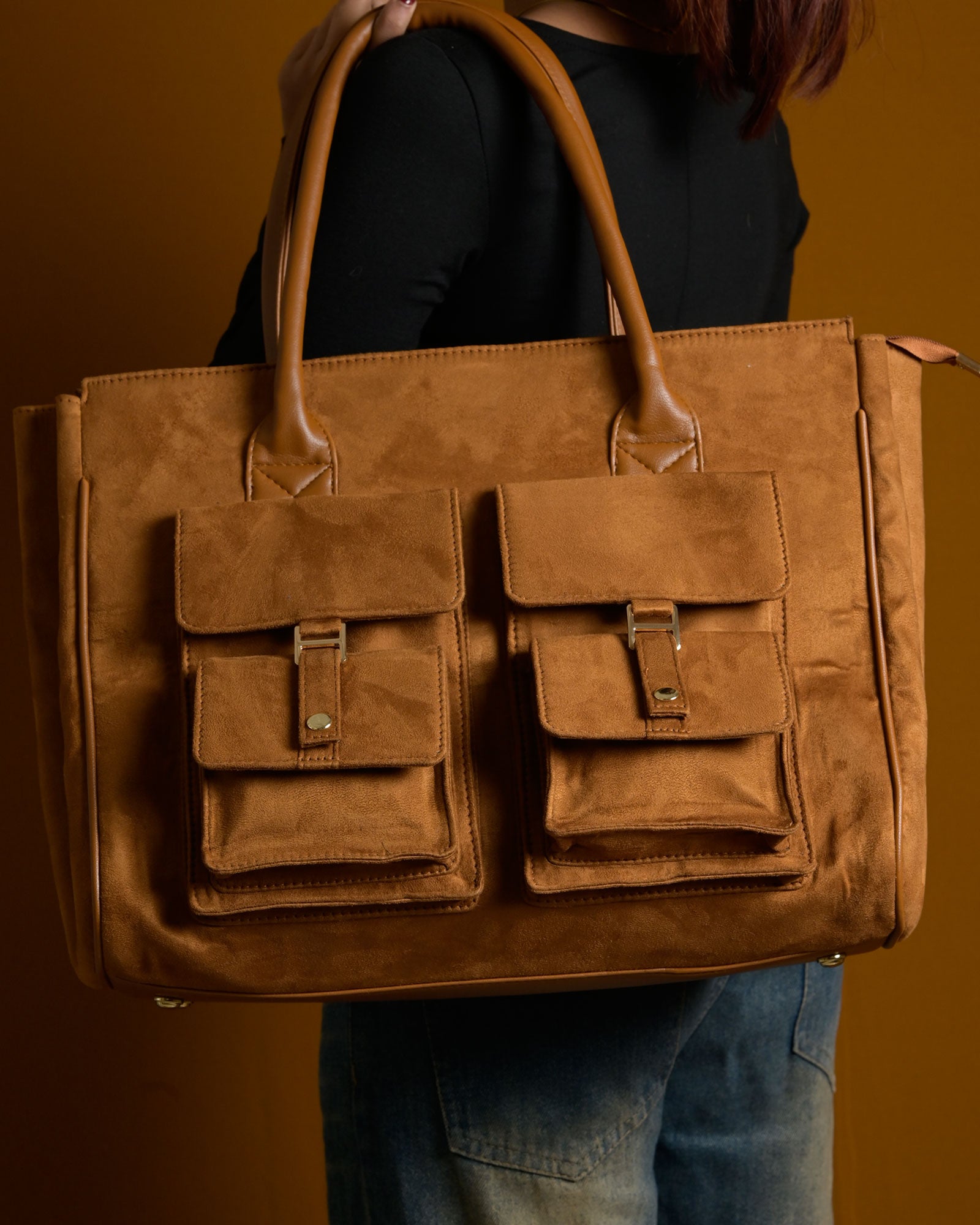 Brunello Suede Bag - Tan