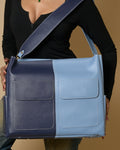 Caro Dual Zipper Multi Tote Bag - Navy & Blue