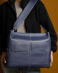 Caro Dual Zipper Tote Bag - Navy Blue