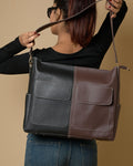 Caro Zipper Multi Tote Bag - Black & Brown