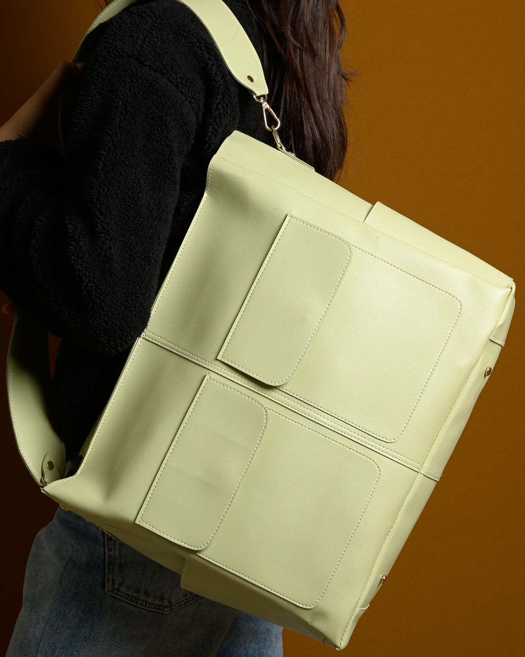 Caro Zipper Tote Bag - Lime Green