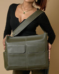 Caro Zipper Tote Bag - Olive Green