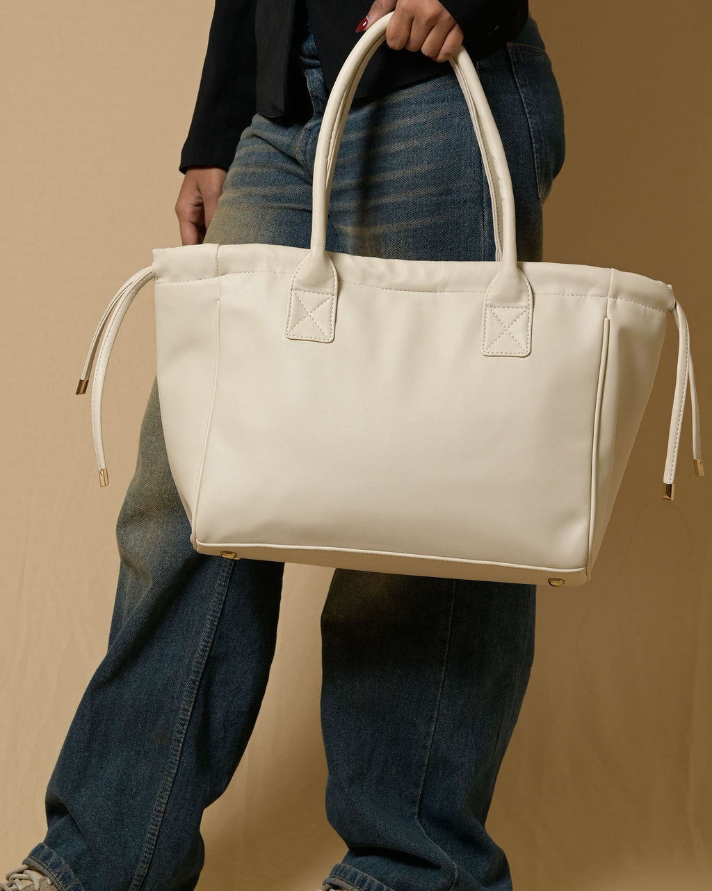 Coco Drawstring Tote Bag - Ivory