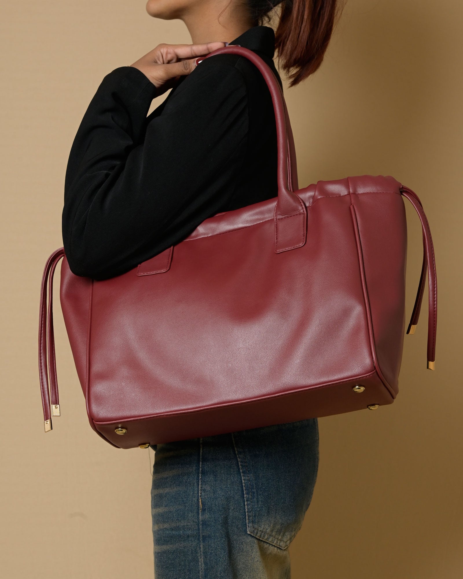 Coco Drawstring Tote Bag - Red