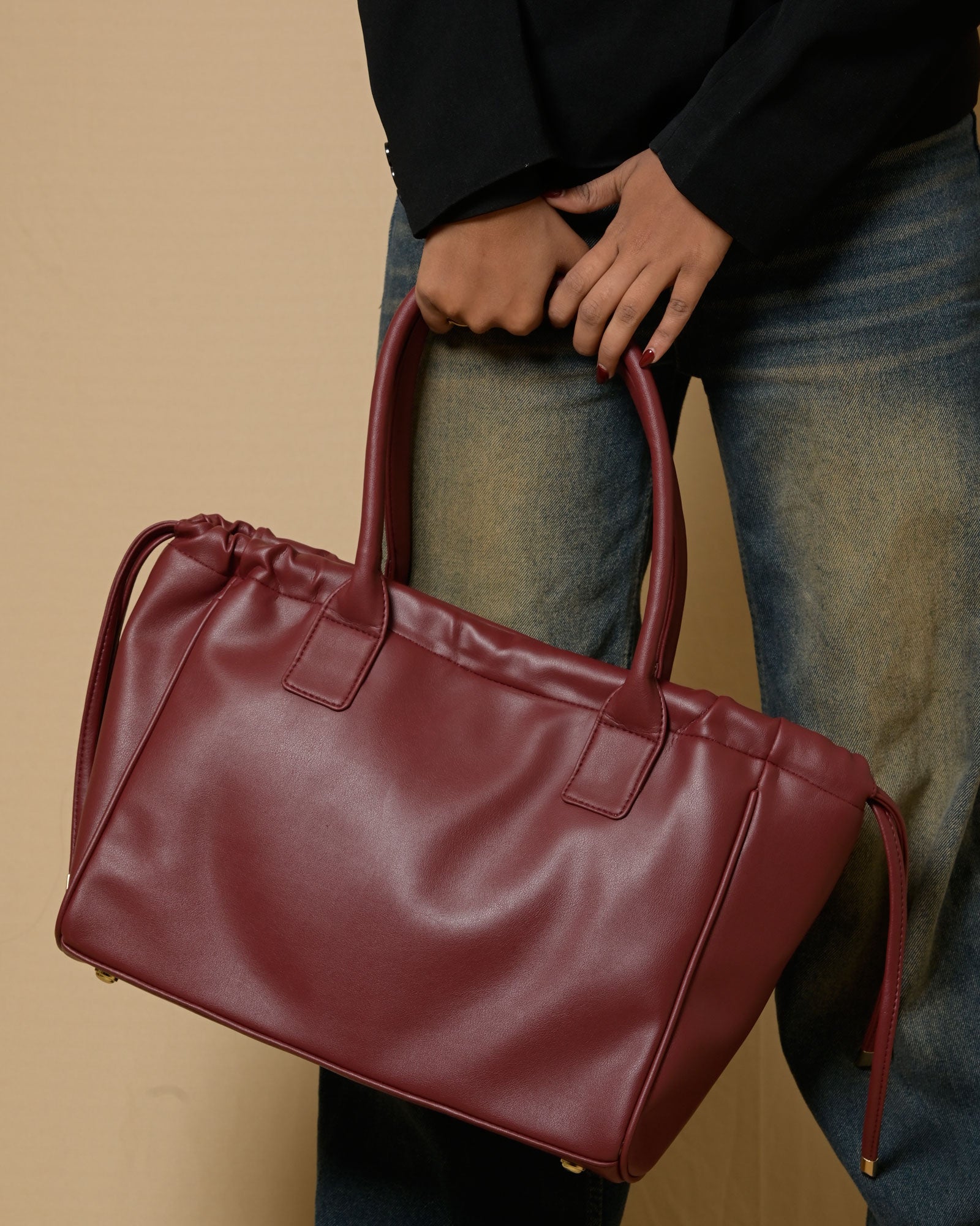 Coco Drawstring Tote Bag - Red