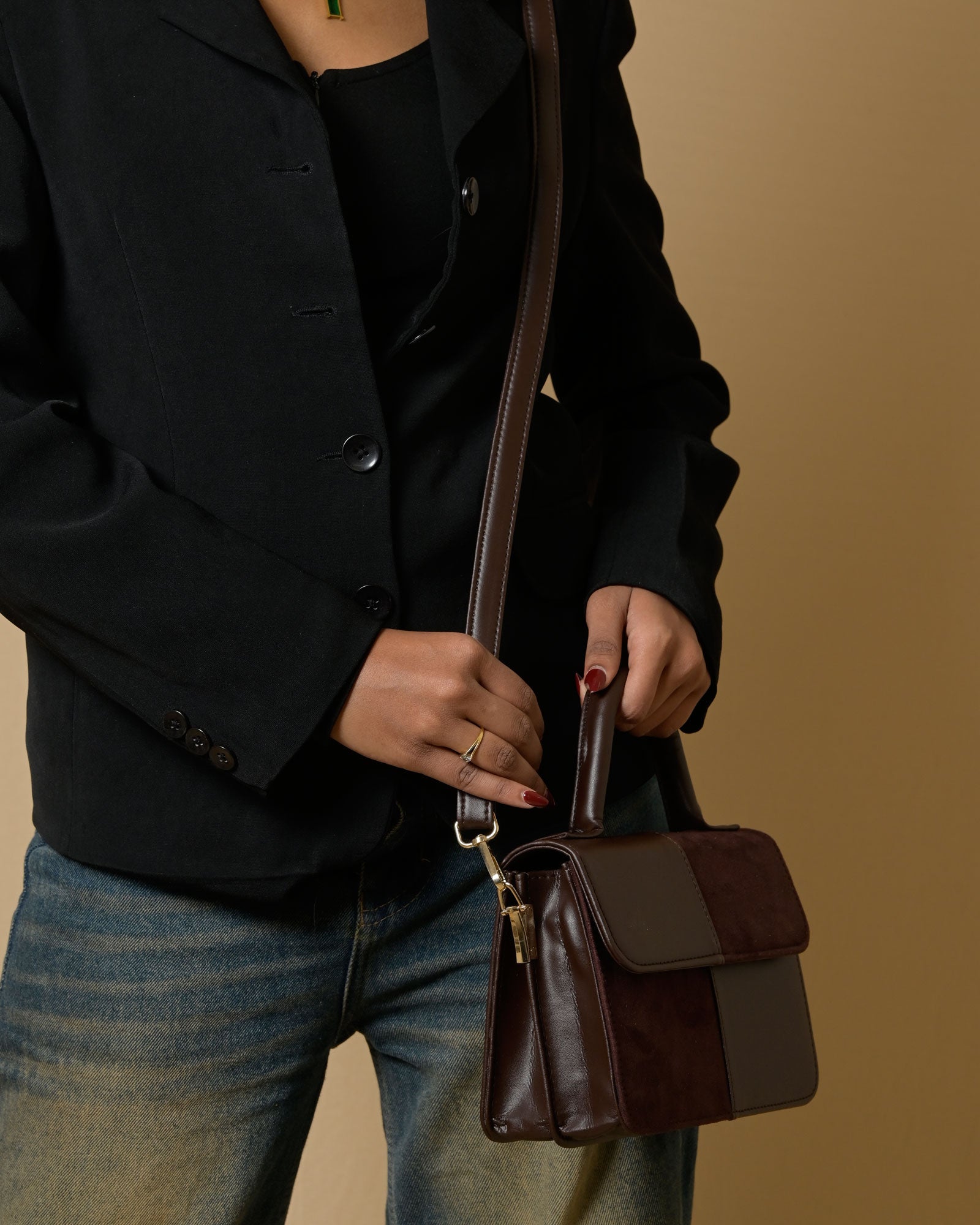 ColorBlock Mini Bag - Brown