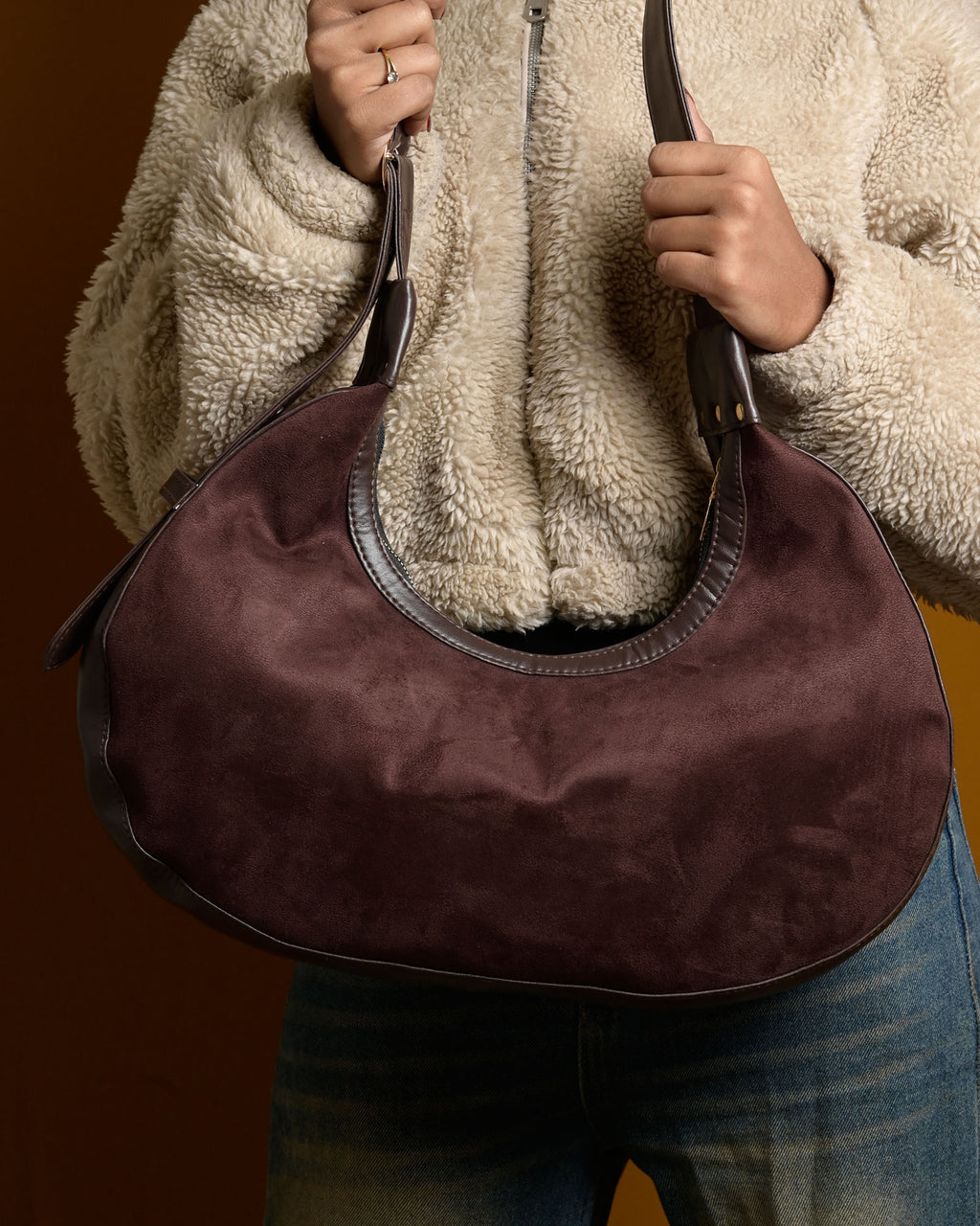 Crescent Shoulder Bag - Brown