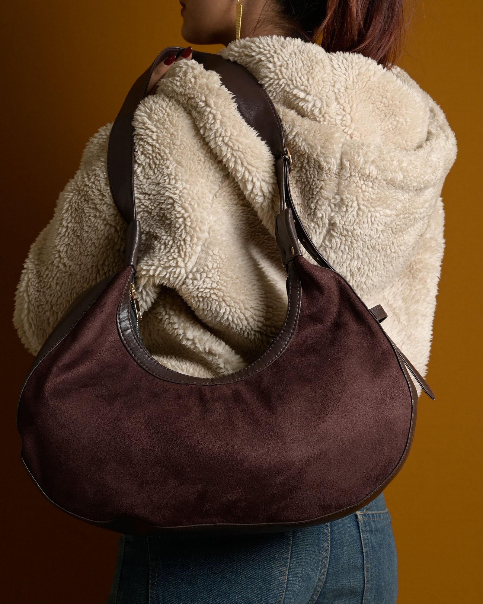 Crescent Shoulder Bag - Brown