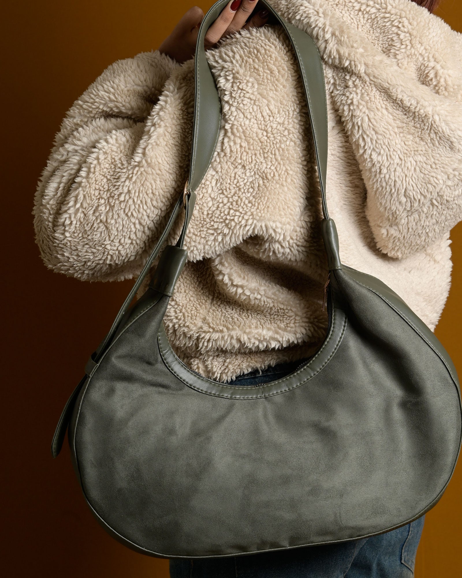 Crescent Shoulder Bag - Olive Green