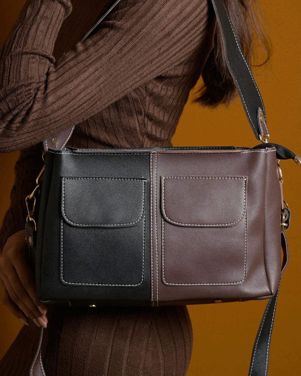 Mini Caro Multi Tote Bag - Black & Brown