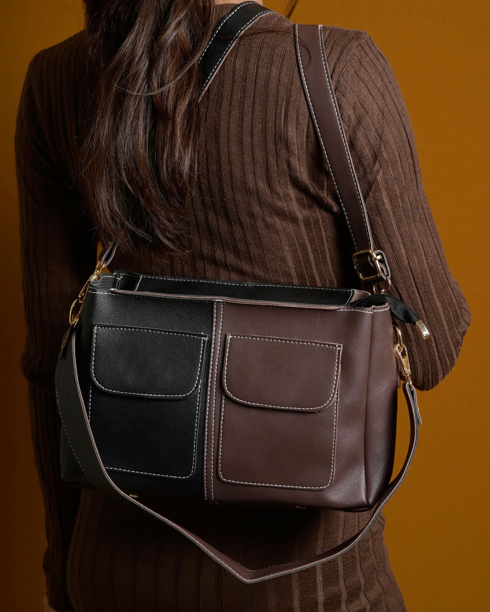 Mini Caro Multi Tote Bag - Black & Brown