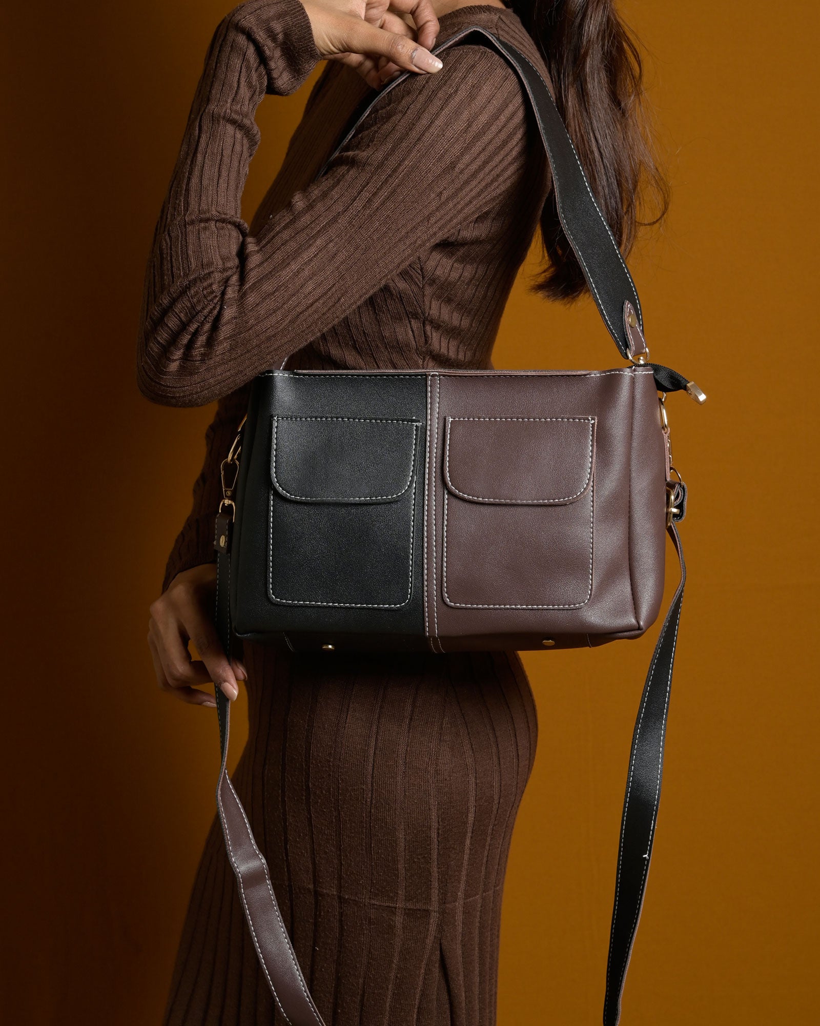 Mini Caro Multi Tote Bag - Black & Brown