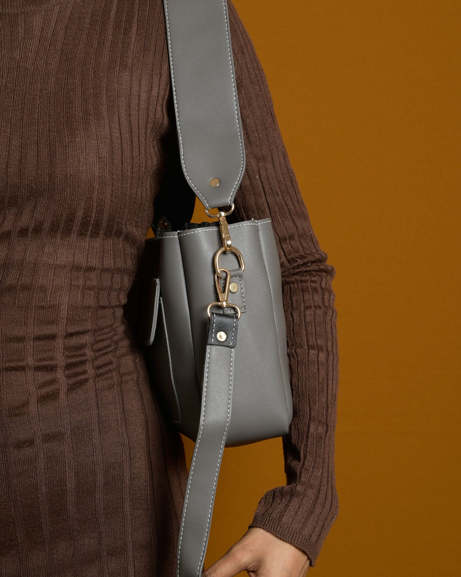 Mini Caro Multi Tote Bag - Grey & Black