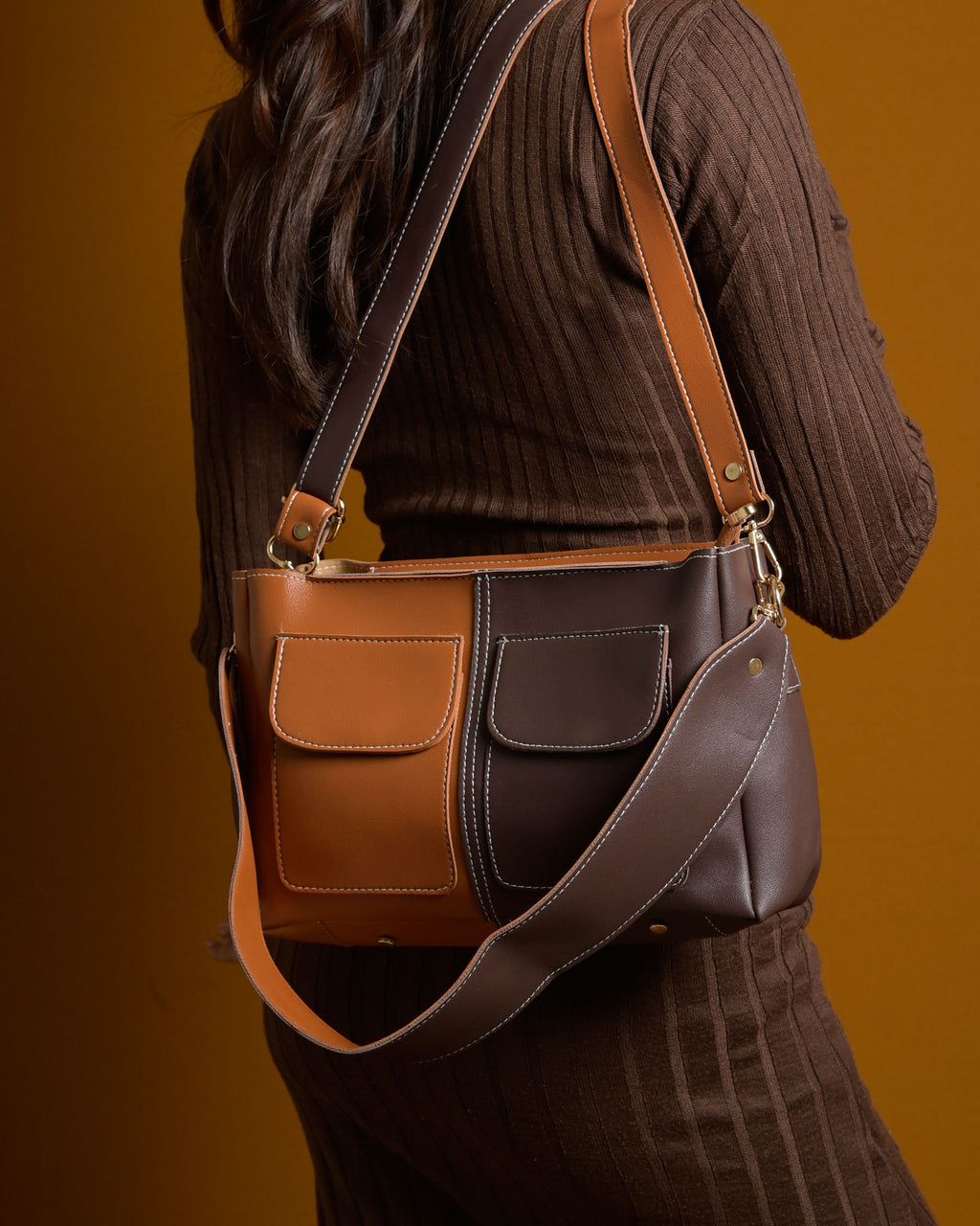 Mini Caro Multi Tote Bag - Tan & Brown