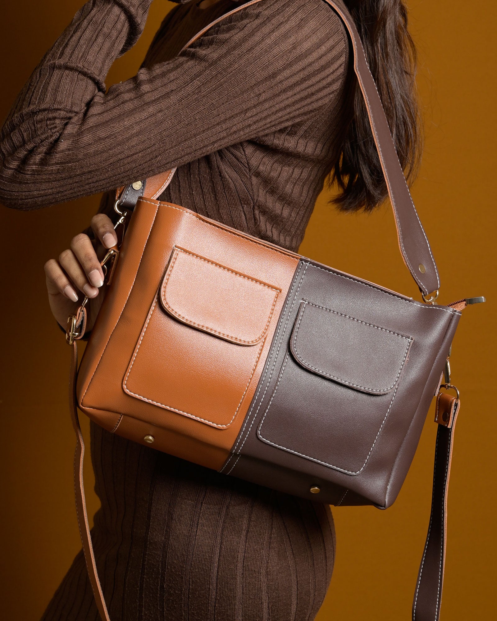 Mini Caro Multi Tote Bag - Tan & Brown