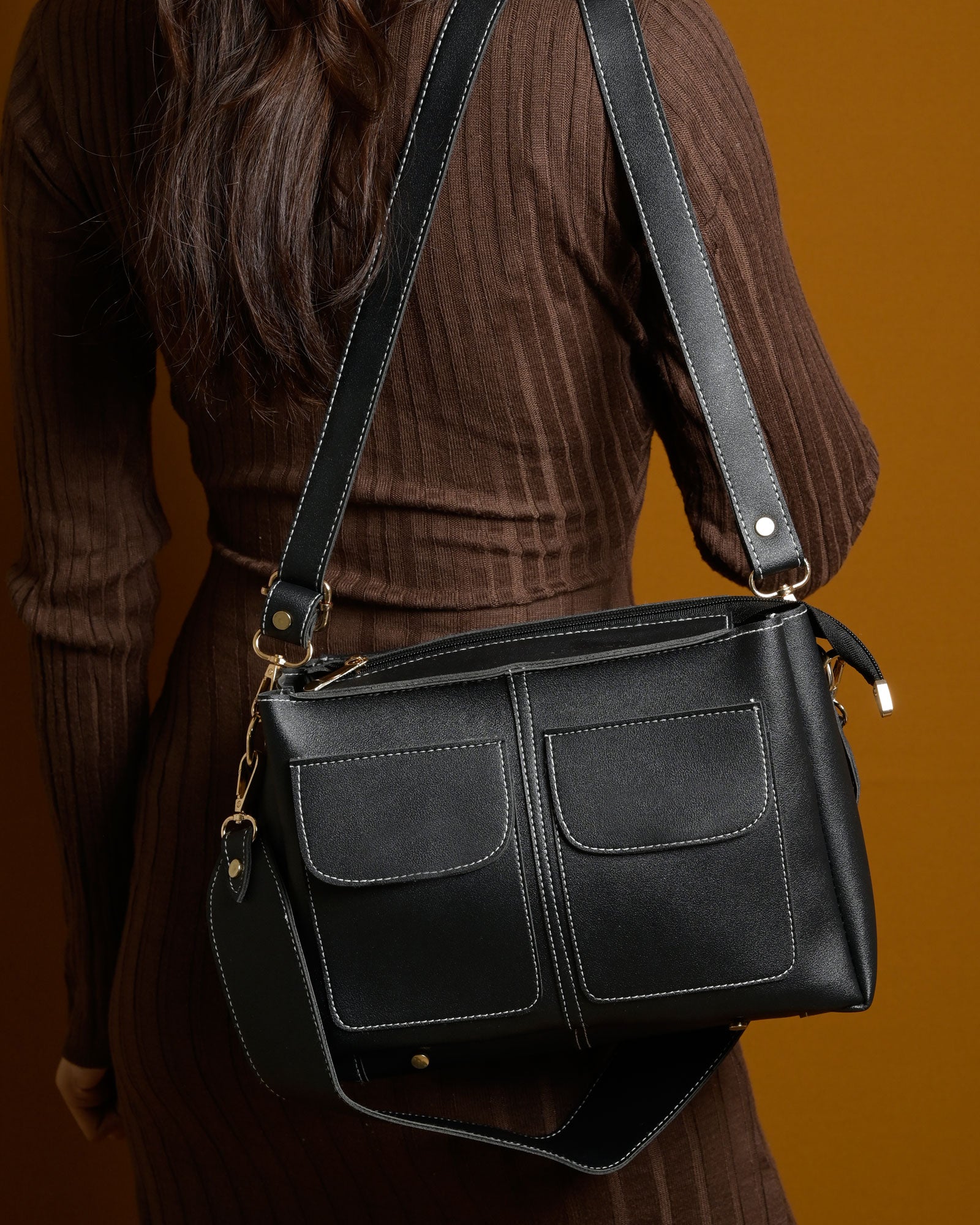 Mini Caro Tote Bag - Black