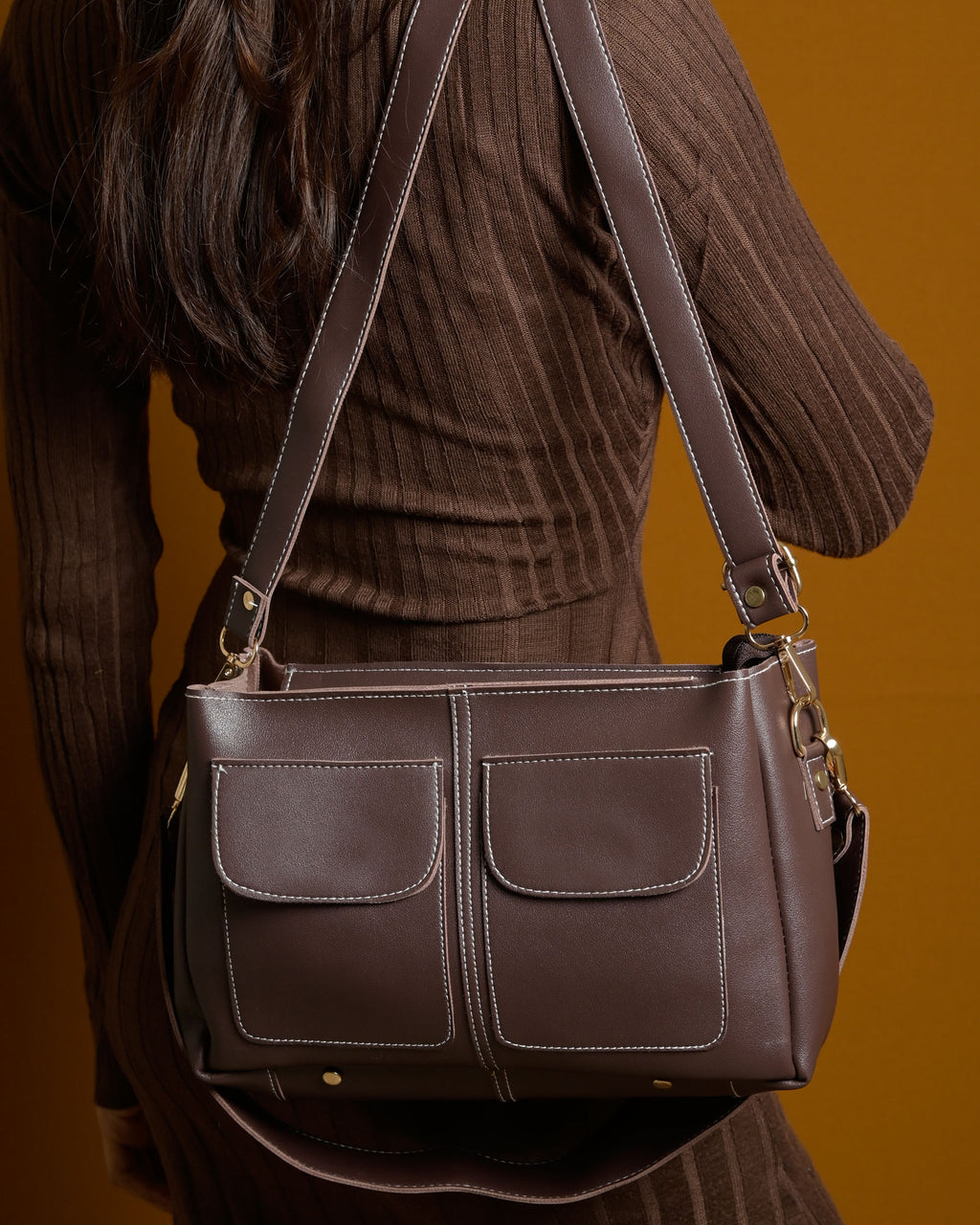 Mini Caro Tote Bag - Brown