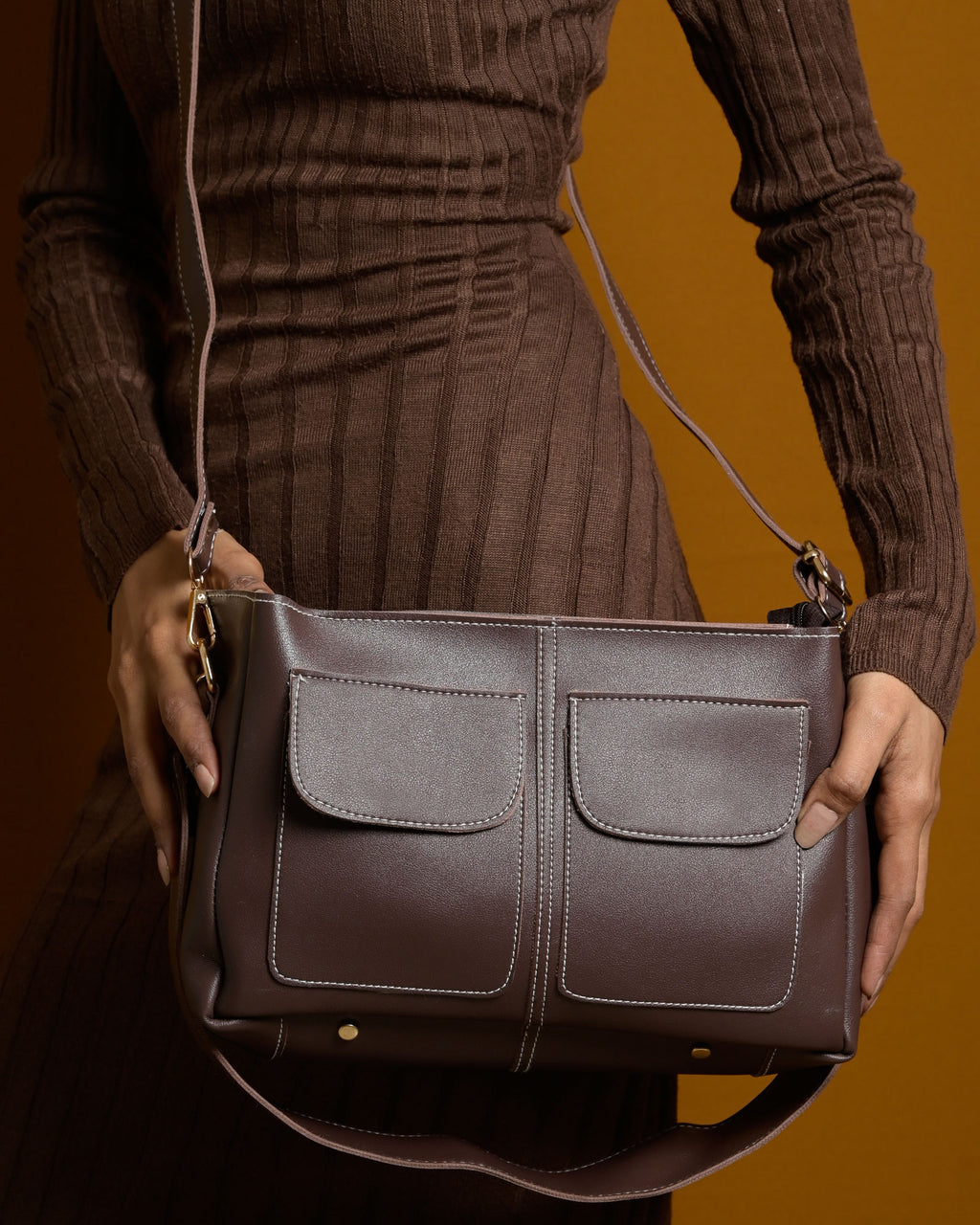 Mini Caro Tote Bag - Brown