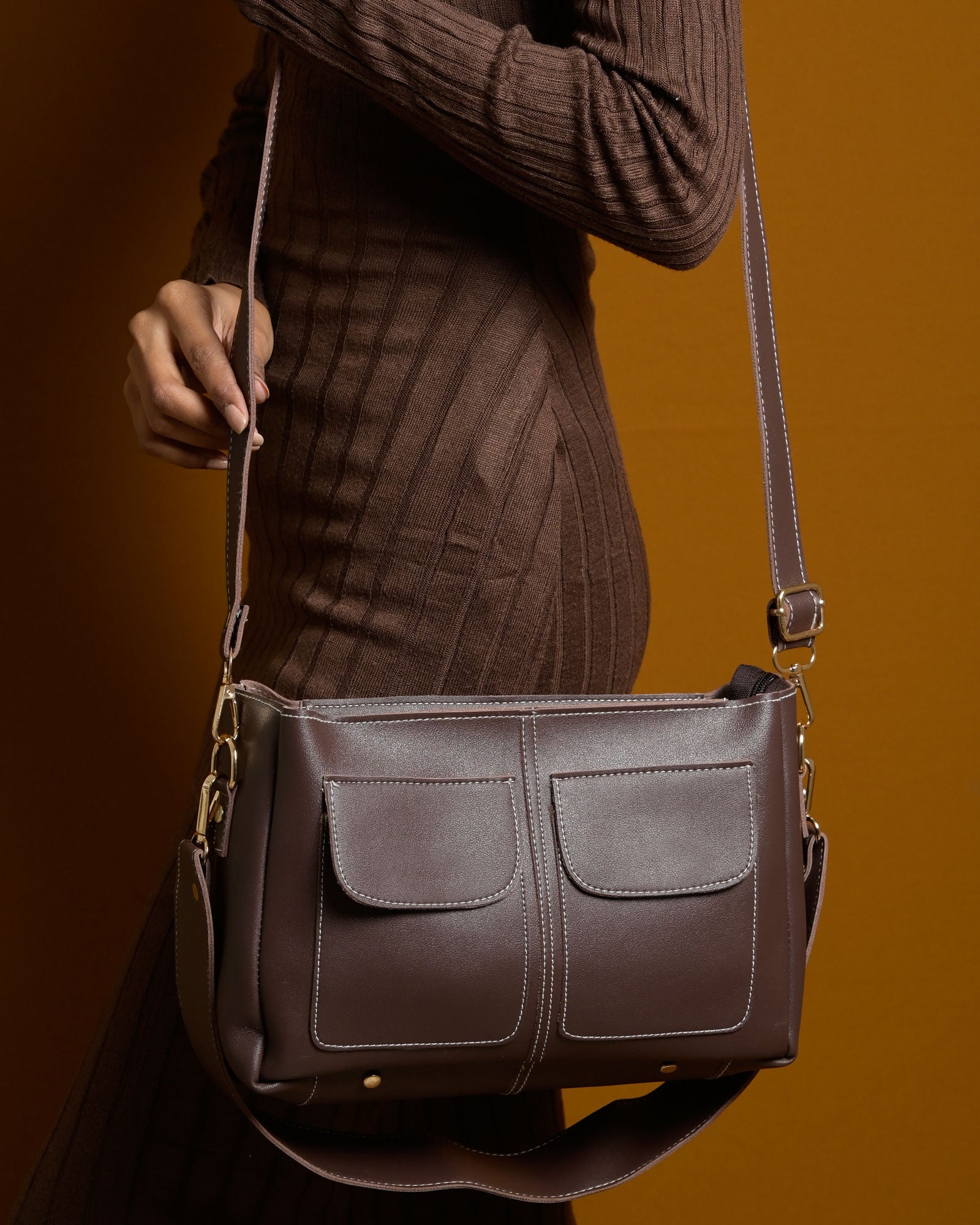 Mini Caro Tote Bag - Brown