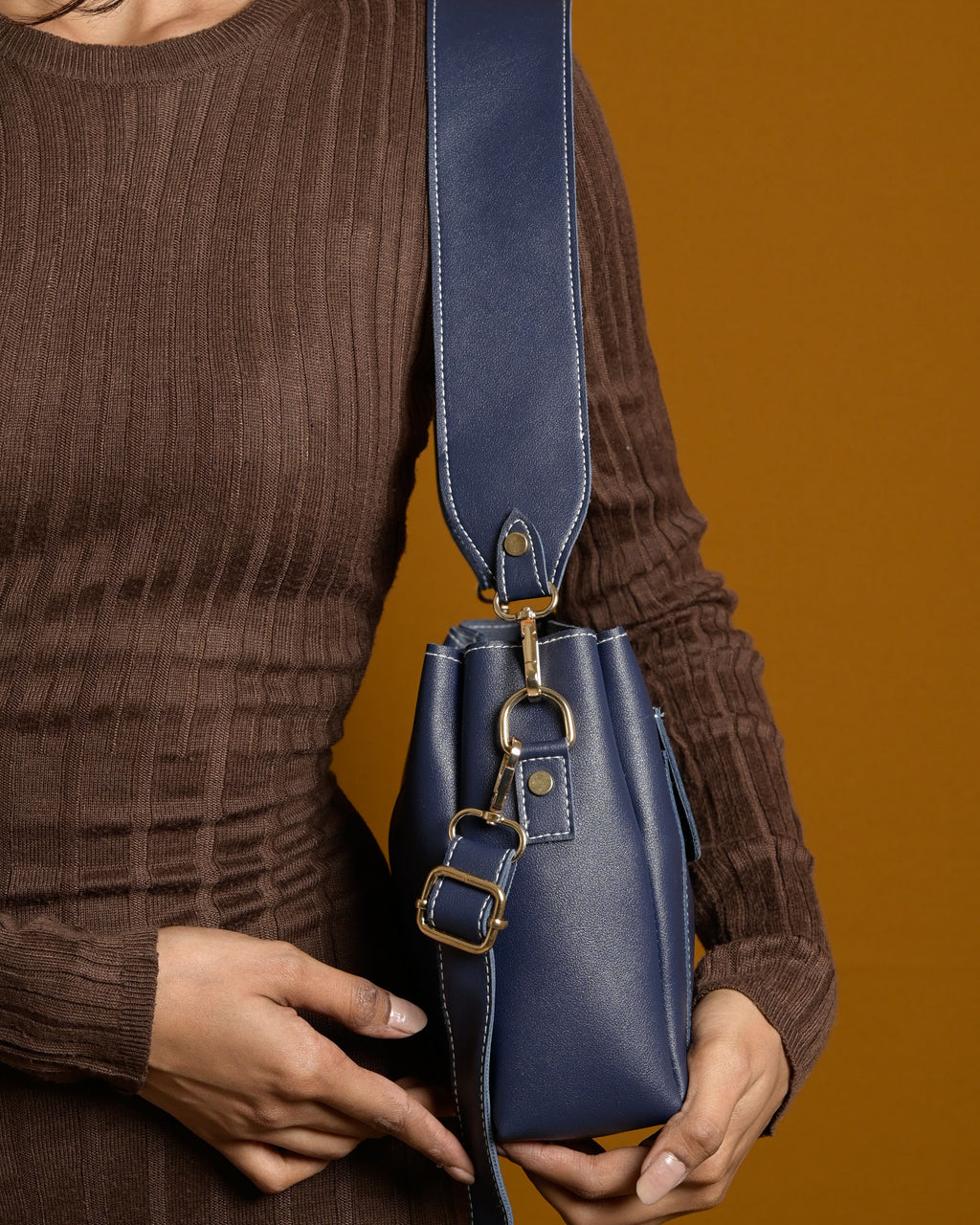 Mini Caro Tote Bag - Navy Blue
