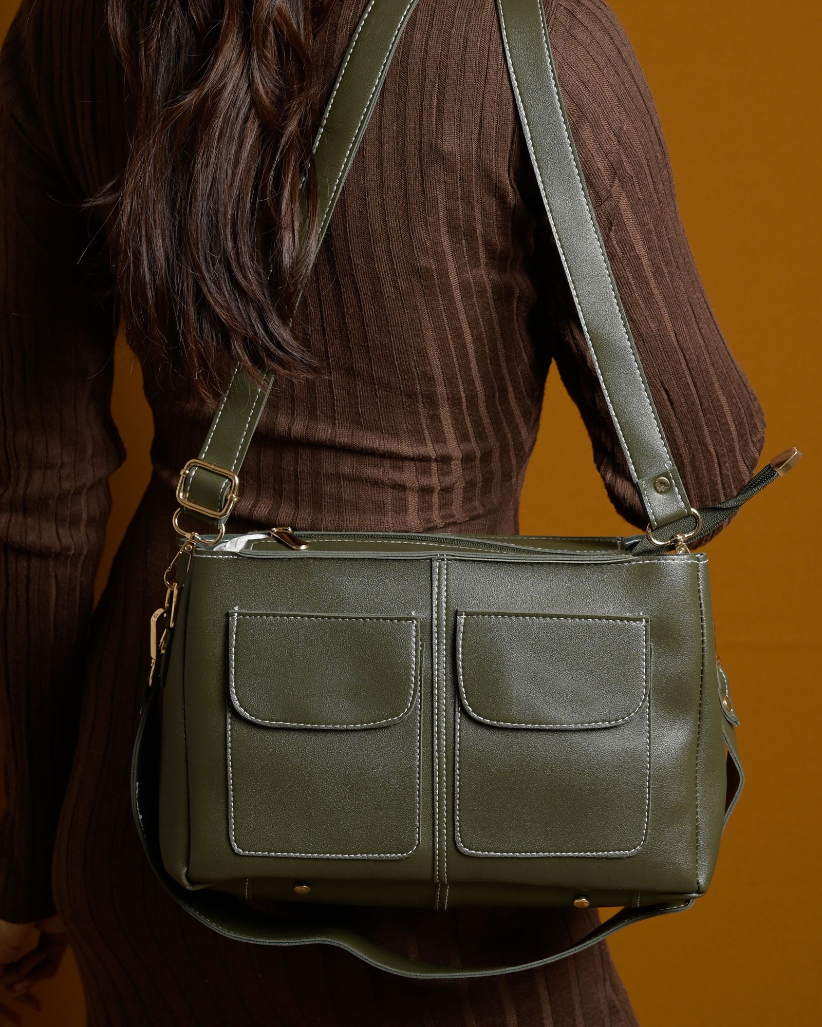 Mini Caro Tote Bag - Olive Green