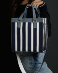 Mini Pinstripe Bag - Navy & Blue