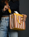 Mini Pinstripe Bag - Tan & Mustard