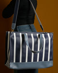 Pinstripe Bag - Navy & Blue