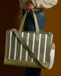 Pinstripe Bag - Sage & Lime