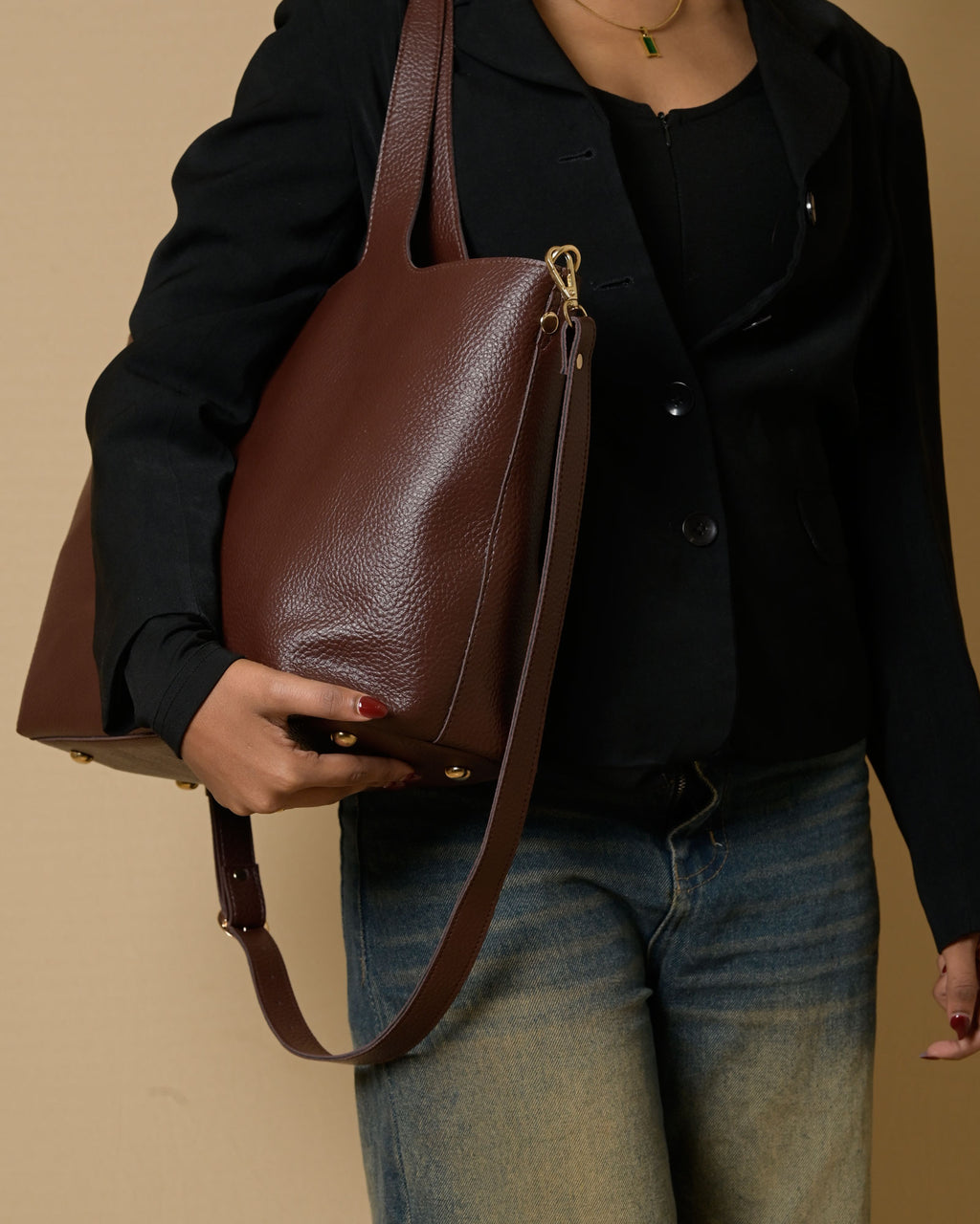 Statement Tote Bag - Brown