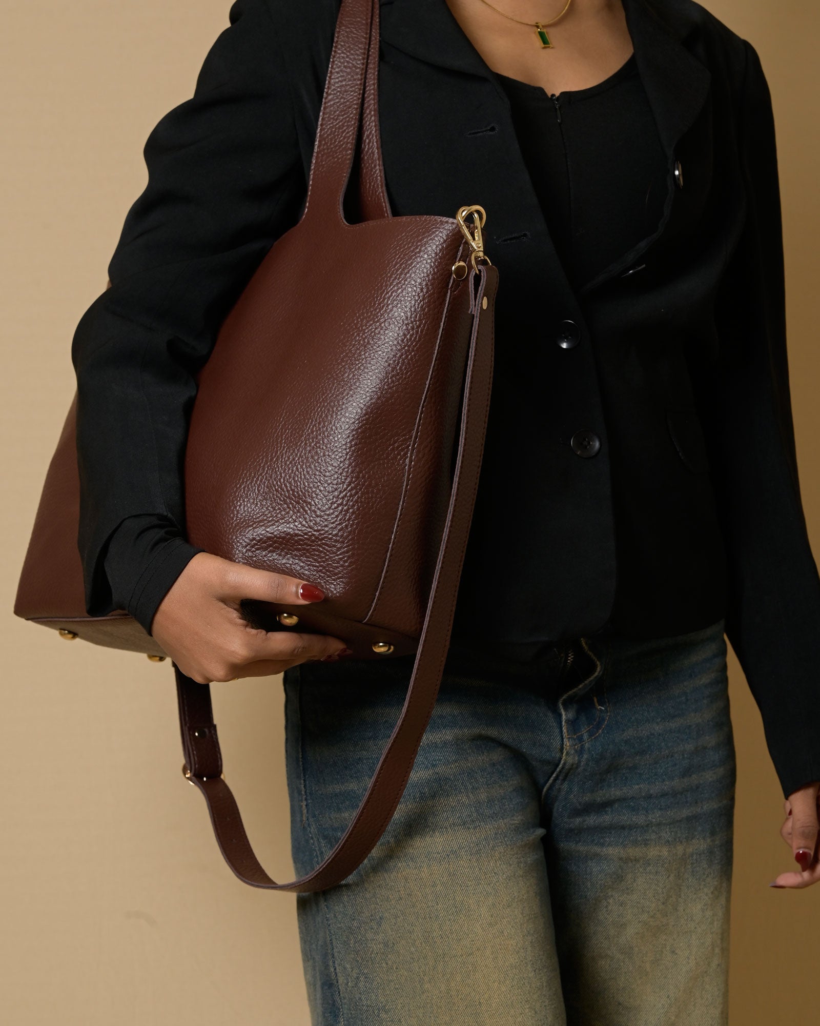 Statement Tote Bag - Brown
