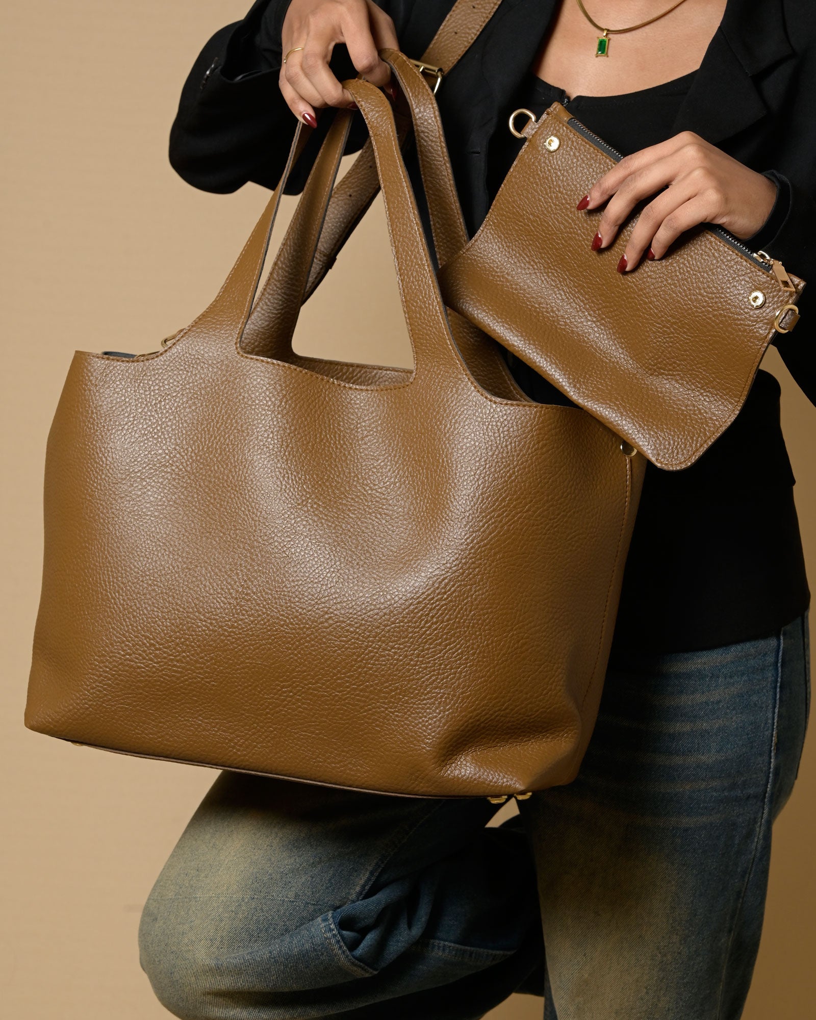 Statement Tote Bag - Tan