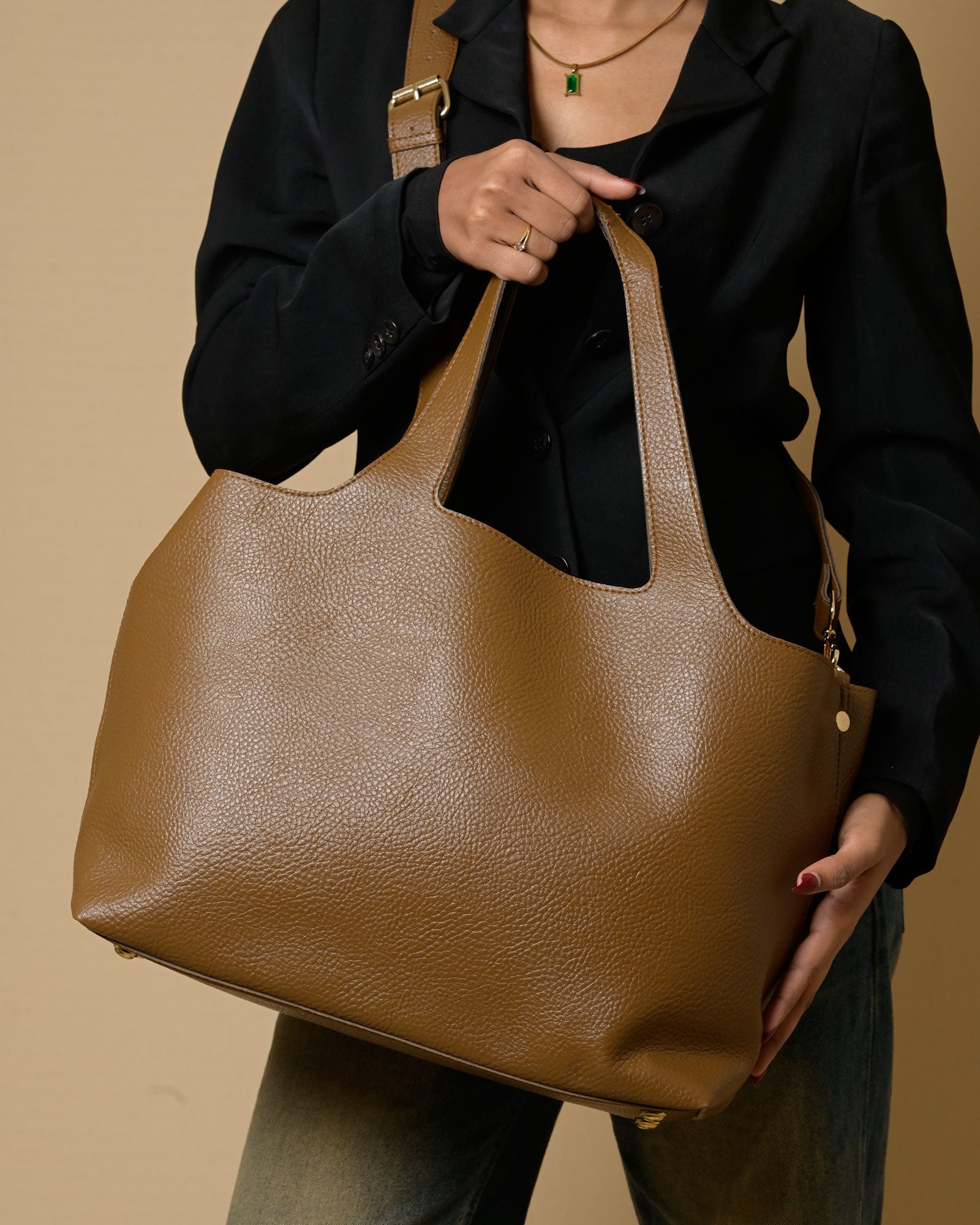 Statement Tote Bag - Tan