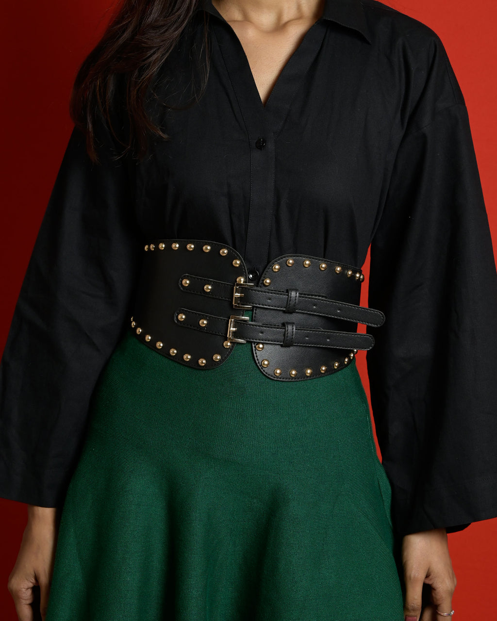 Studded Wide Stretch Belt
